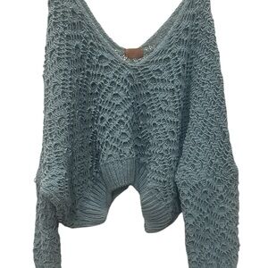 POL Women's V-Neck Textured Sweater - Teal